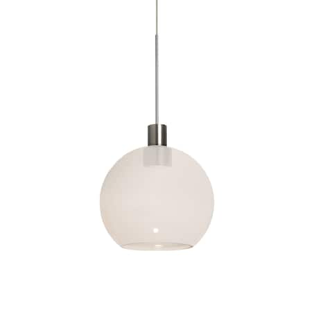 Besa Lighting Newton 6 Cord Pendant, Milky White, Satin Nickel Finish, 1x3W LED 1XT-NEWTON6MW-LED-SN
